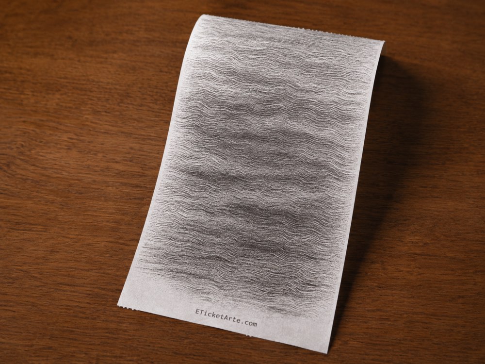 Ticket fully covered by a dense wave texture